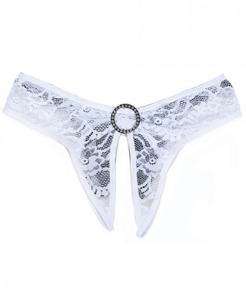 Stretch Lace Open Front & Back Panty White S-M