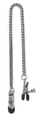 Adjustable Broad Tip Nipple Clamps With Jewel Chain Silver