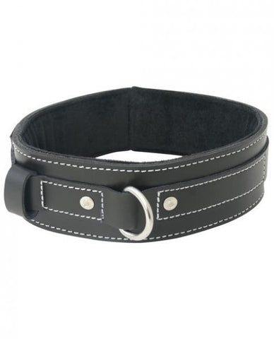 Edge Lined Leather Collar Black O-S