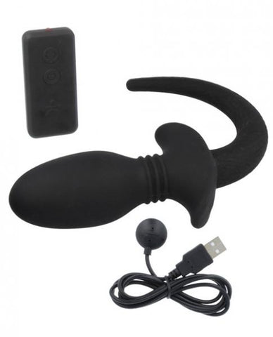 Titus Silicone Pro Vibrating Pup Tail Small Black