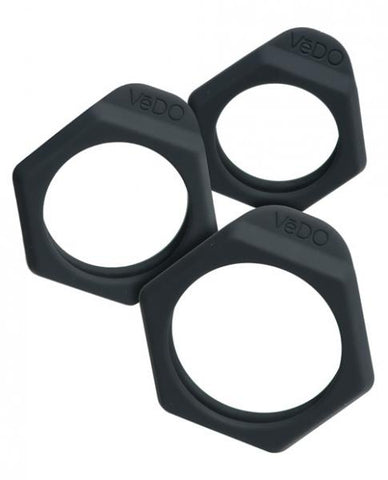 Vedo Bolt C-Ring Set Just Black 3 Pack