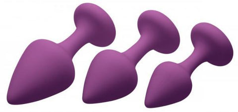 Pleasures Silky Silicone Anal Plugs Purple 3 Pack