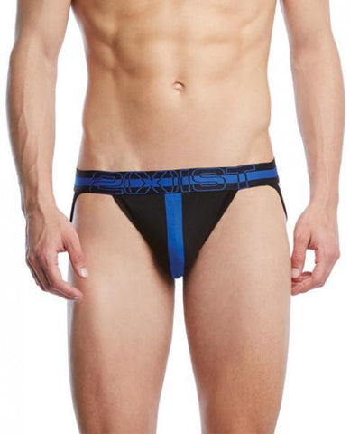 2xist Profile Jock Strap Black with Cobalt Blue Small