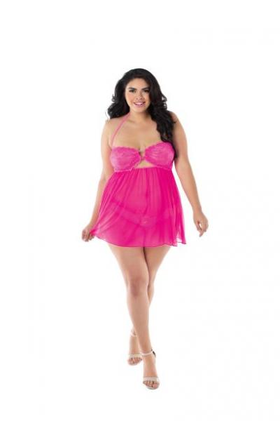 Babydoll & Open Crotch Panty Diamond Hot Pink