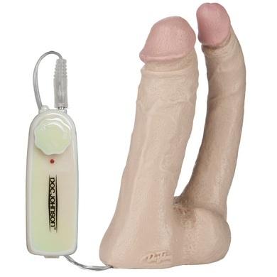 Vac-U-Lock Vibrating Double Penetrator - Beige