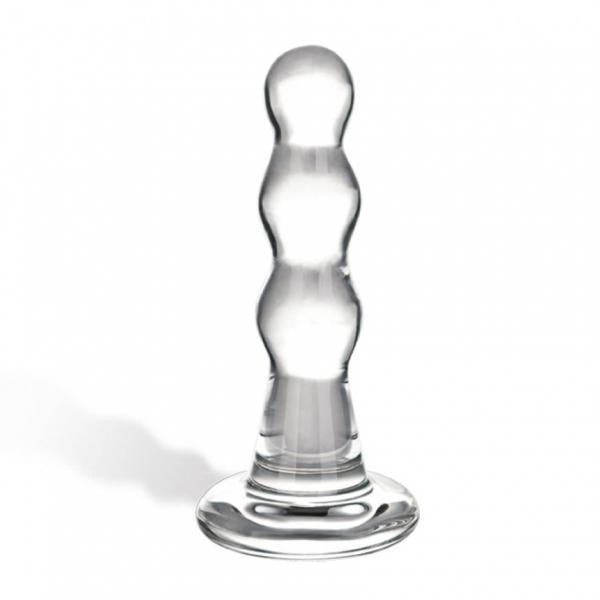 Glass Triple Play Beaded Butt Plug Clear