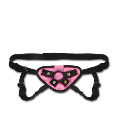 Lux Fetish Velvet Strap On Harness Pink O-S