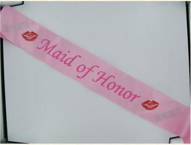 Maid Of Honor Sash W-Stones Pink