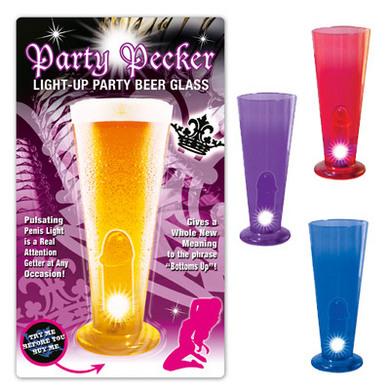 Party Pecker Light Up Beer Glass Purple