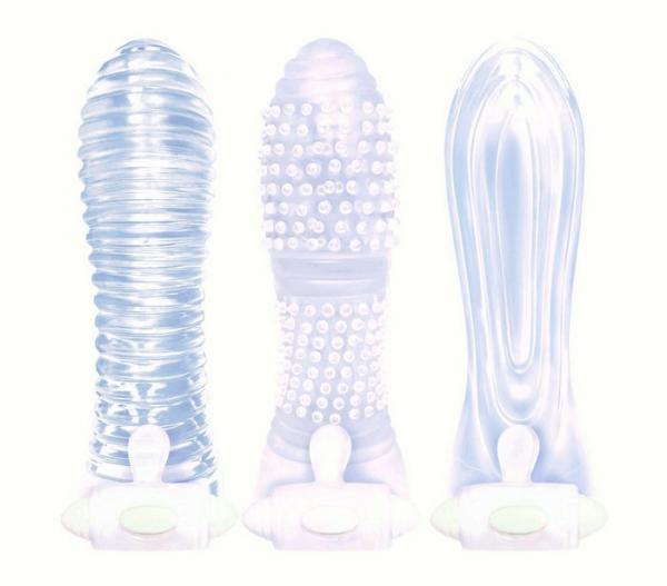 Vibrating Sextenders 3 Pack Nubbed Contoured Ribbed