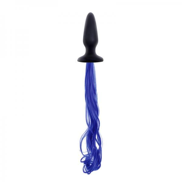 Unicorn Tails Black Butt Plug Blue Tail