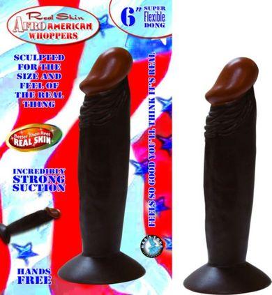 Real Skin Afro American Whoppers Dong 6 Inch Brown
