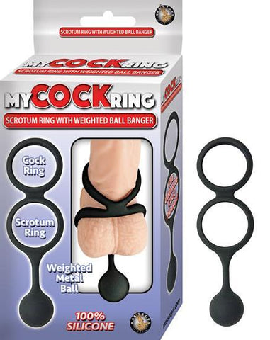 My Cockring Vibrating Scrotum Weighted Ball Banger Black