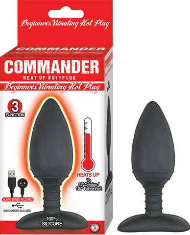 Commander Beginner's Vibrating Hot Butt Plug Black