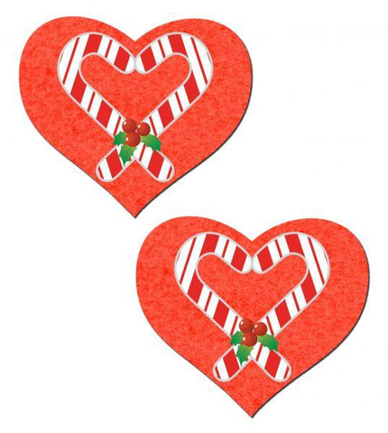 Candy Cane Red Heart Pasties O-S
