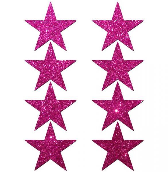 Pastease Mini Glitter Stars Hot Pink 8 Pack
