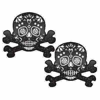 Skull Crossbones Black Glitter Pasties