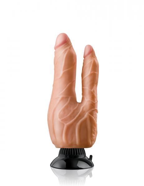 Real Feel Deluxe No 8 Wallbanger Vibrating Dual Dildo Waterproof - Beige