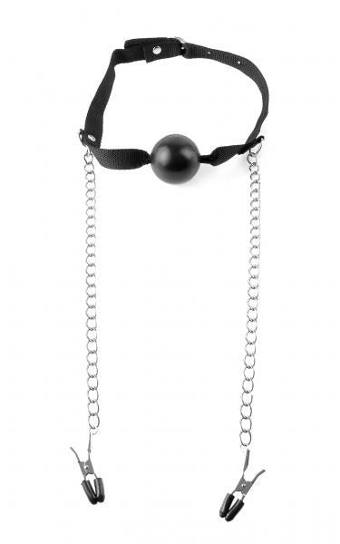 Fetish Fantasy Ball Gag & Nipple Clamps Black