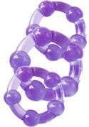 Mega Stretch Beaded Cock Ring Set Purple