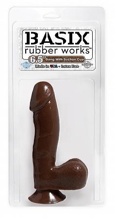 Basix 6.5in Dong W-Suction Cup Brown