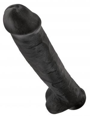 King Cock 15 inches Cock with Balls Black Dildo