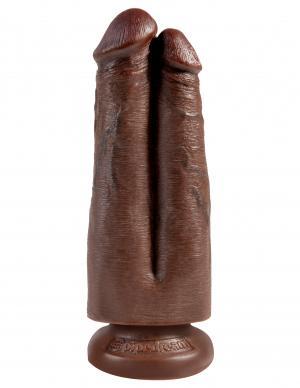 King Cock 7 inches Two Cocks One Hole Dildo Brown