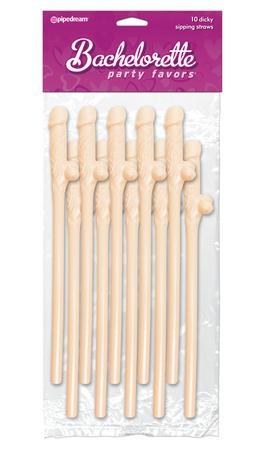 Bachelorette Party Favors Dicky Sipping Straws Beige 10pc.