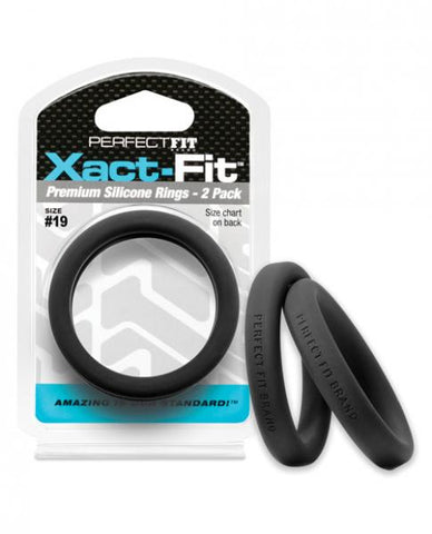 Perfect Fit Xact-Fit #19 2 Pack Black Cock Rings