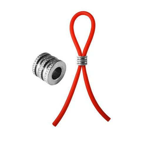 Bolo Silicone Lasso & Grooved Slider Ring Red