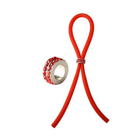 Bolo C-Ring Lasso Red Gems Bead Silicone Red