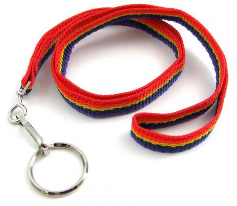 Gaysentials Rainbow Nylon Lanyard with Key Ring