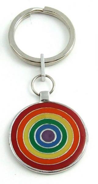 Gaysentials Rainbow Pewter Key Chain Circles