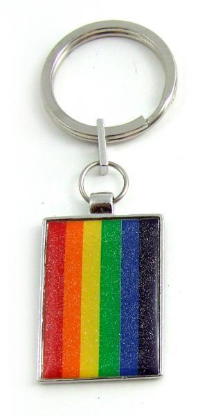 Gaysentials Rainbow Flag Pewter Key Chain