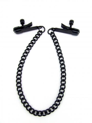 M2M Nipple Clamps Alligator Ends With Chain Black