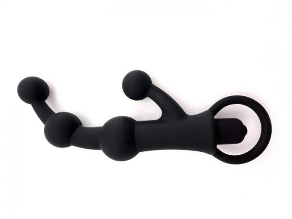 M2M Prostate Probe with Taint Tickler Silicone Black