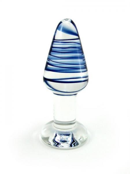 M2M Anal Plug Borosilicate Glass Clear Blue