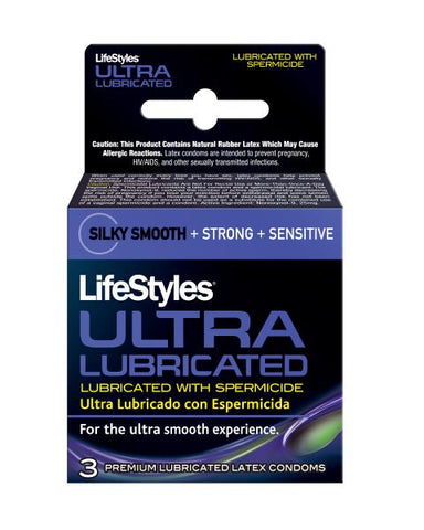 Lifestyles Ultra Lubricated With Spermicide 3 Pack Condoms