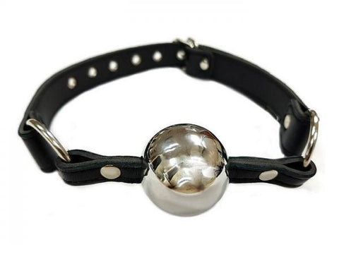 Rouge Black Leather Ball Gag with Silver Ball