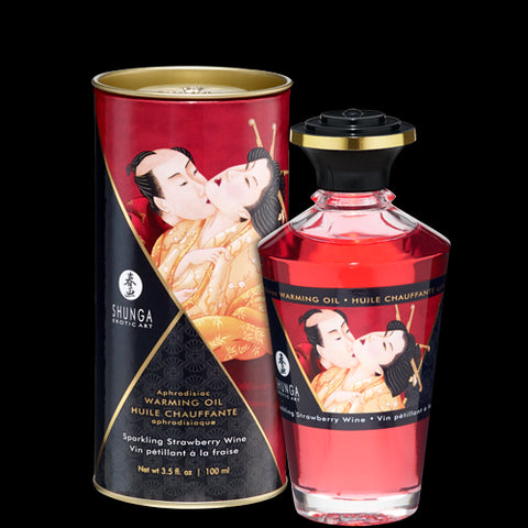 Shunga Warming Massage Oil Strawberry 3.5 fluid ounces