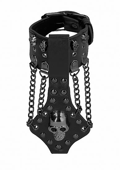 Ouch! Skulls & Bones Bracelet With Skulls and Chains Black
