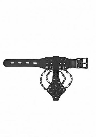 Ouch! Skulls & Bones Bracelet With Spikes and Chains Black
