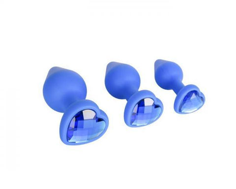 Jewel Adorned Anal Plug Trainer Kit Blue