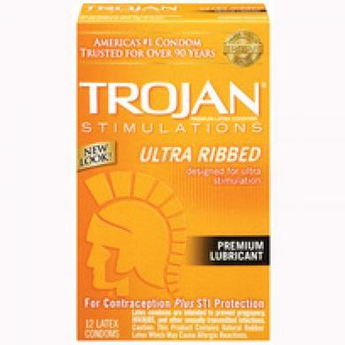 Trojan Stimulations Ultra Ribbed 12 Pack