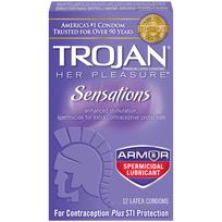 Trojan Her Pleasure Sensations Armor Spermicidal Condoms 12 Pack