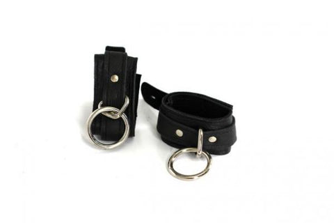 10 inches Leather Locking Buckle Cuffs Black