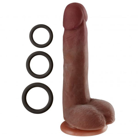 Cloud 9 Dual Density Real Touch 7 inches Dong with Balls Brown