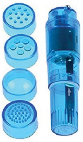 Cloud 9 Mini Massager Pocket Rocket Blue 4 Attachments Bulk
