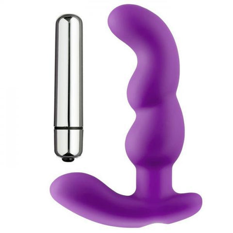 Pro Sensual Soft Angled Tip Prostate Anal Massager Purple Bonus C Rings