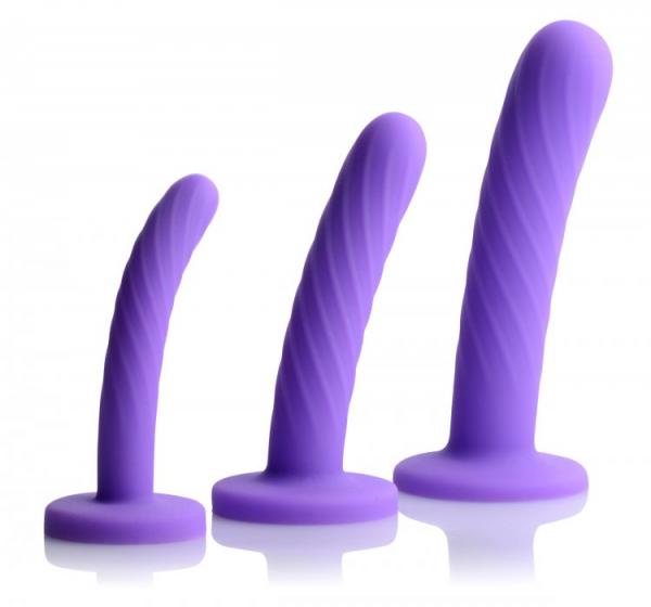 Tri-Play Silicone Dildo 3 Piece Set Purple